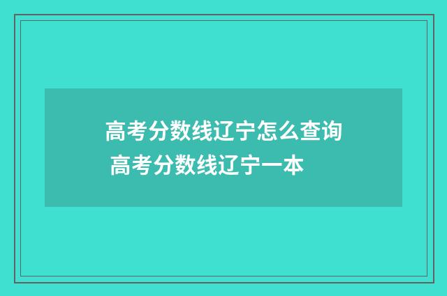 高考分数线辽宁怎么查询 高考分数线辽宁一本