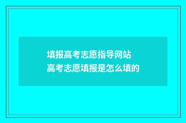 填报高考志愿指导网站 高考志愿填报是怎么填的