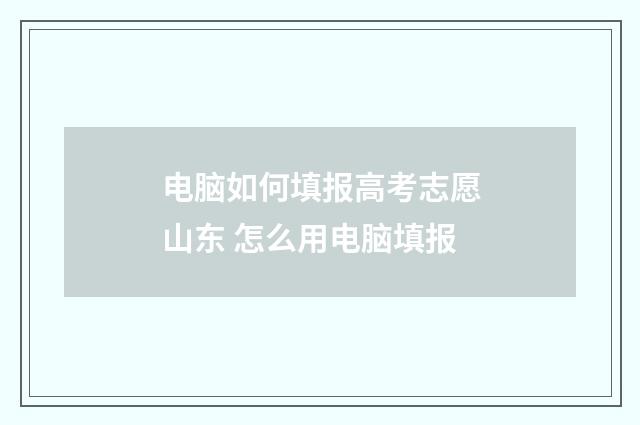电脑如何填报高考志愿山东 怎么用电脑填报