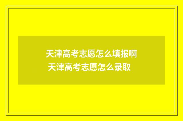 天津高考志愿怎么填报啊 天津高考志愿怎么录取