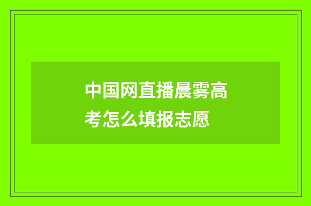 中国网直播晨雾高考怎么填报志愿