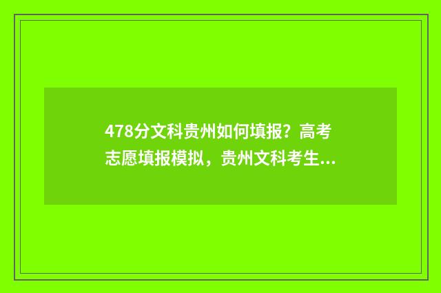 478分文科贵州如何填报?高考志愿填报模拟,贵州文科考生必看 贵州文科479