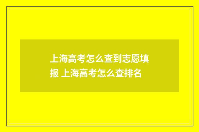 上海高考怎么查到志愿填报 上海高考怎么查排名