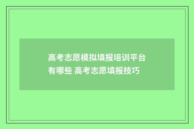 高考志愿模拟填报培训平台有哪些 高考志愿填报技巧
