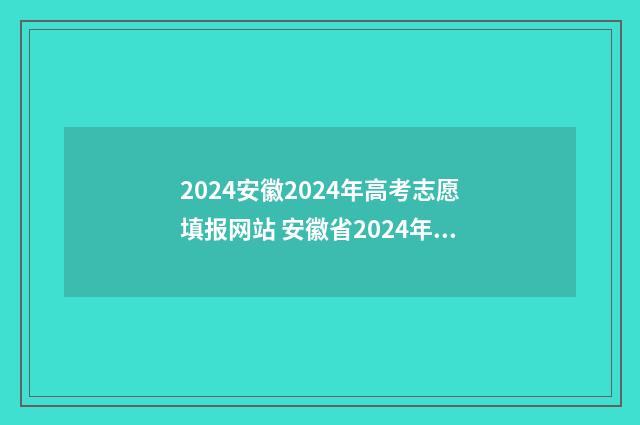 2024安徽2024年高考志愿填报网站 安徽省2024年高考