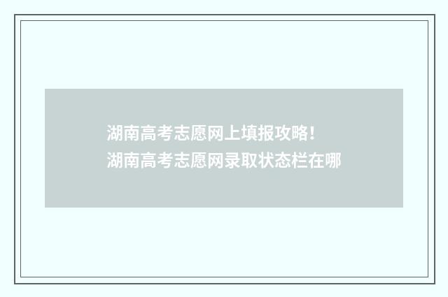 湖南高考志愿网上填报攻略！ 湖南高考志愿网录取状态栏在哪
