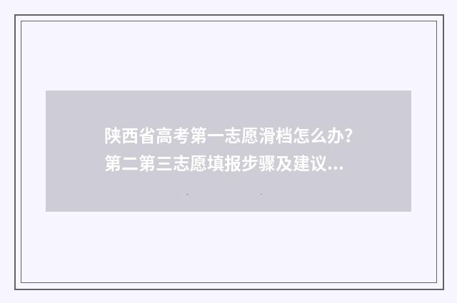 陕西省高考第一志愿滑档怎么办？第二第三志愿填报步骤及建议 陕西省高考第一次模拟投档结果什么时候可以查到