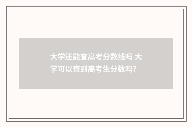 大学还能查高考分数线吗 大学可以查到高考生分数吗?