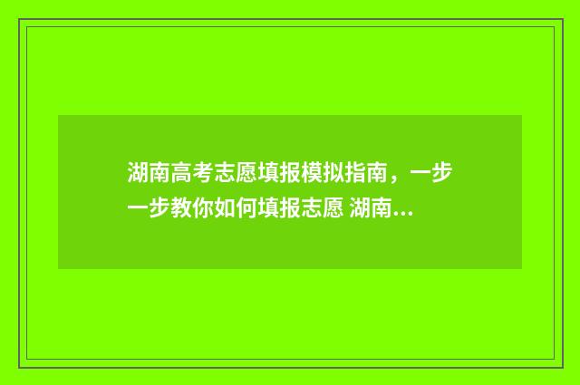 湖南高考志愿填报模拟指南，一步一步教你如何填报志愿 湖南高考志愿填报指南2024