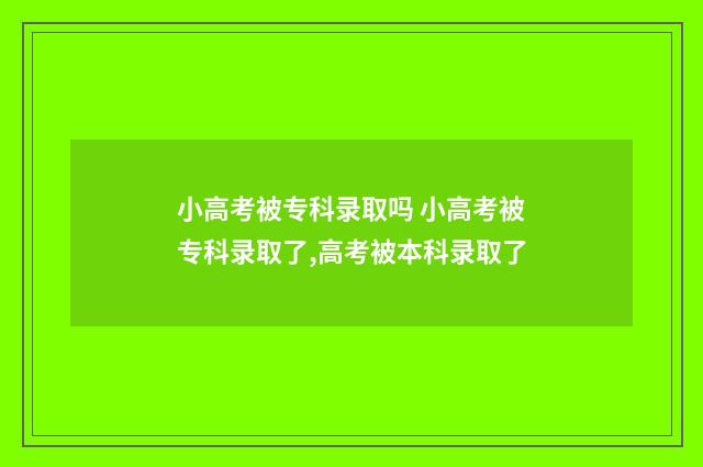 小高考被专科录取吗 小高考被专科录取了,高考被本科录取了