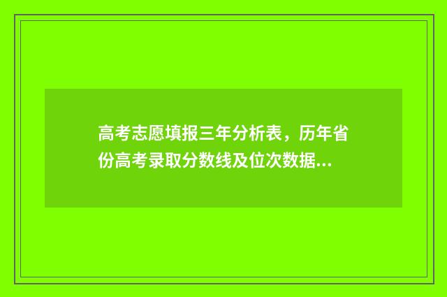 高考志愿填报三年分析表，历年省份高考录取分数线及位次数据 高考志愿填报三本