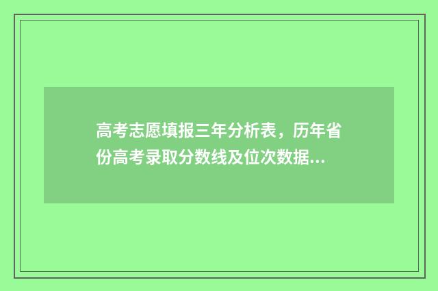 高考志愿填报三年分析表,历年省份高考录取分数线及位次数据 高考志愿填报三本
