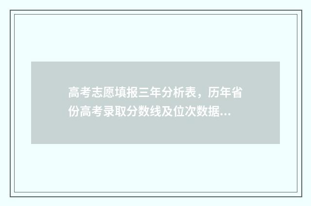 高考志愿填报三年分析表,历年省份高考录取分数线及位次数据 高考志愿填报三本
