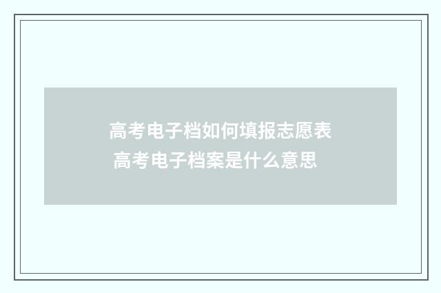 高考电子档如何填报志愿表 高考电子档案是什么意思