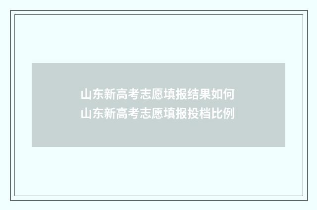 山东新高考志愿填报结果如何 山东新高考志愿填报投档比例