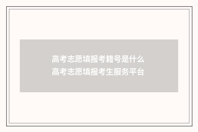 高考志愿填报考籍号是什么 高考志愿填报考生服务平台