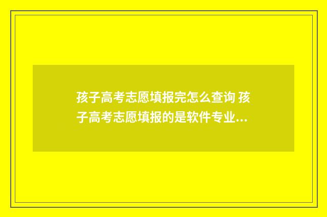 孩子高考志愿填报完怎么查询 孩子高考志愿填报的是软件专业,不知道好不好