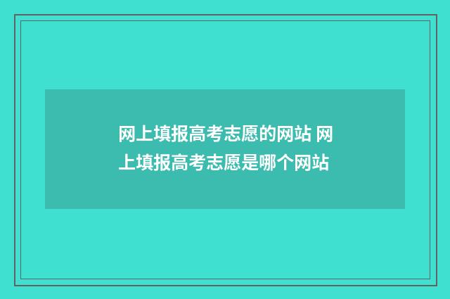 网上填报高考志愿的网站 网上填报高考志愿是哪个网站