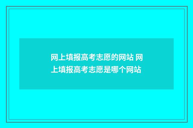 网上填报高考志愿的网站 网上填报高考志愿是哪个网站