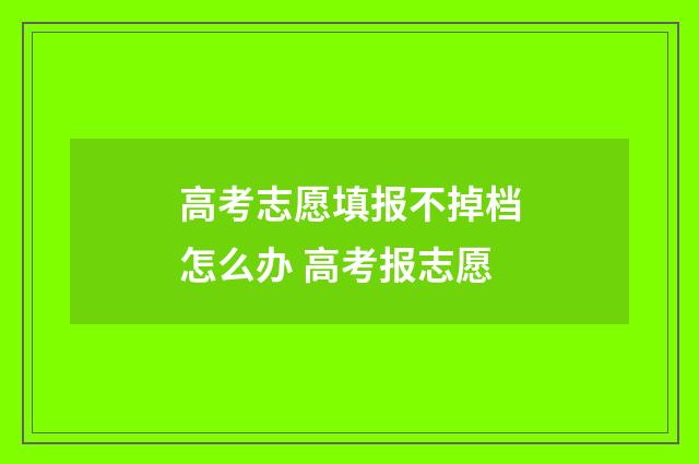 高考志愿填报不掉档怎么办 高考报志愿