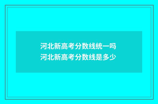 河北新高考分数线统一吗 河北新高考分数线是多少
