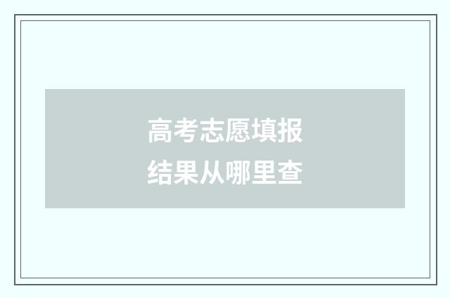 高考志愿填报结果从哪里查