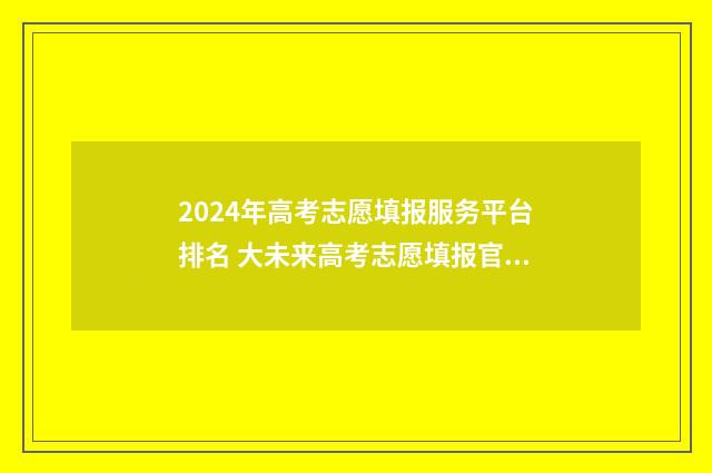 2024年高考志愿填报服务平台排名 大未来高考志愿填报官网