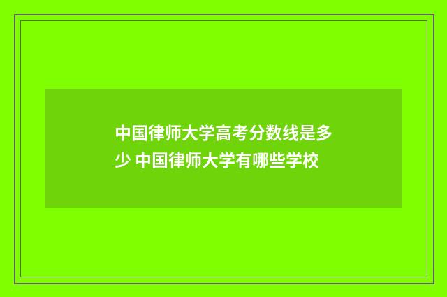 中国律师大学高考分数线是多少 中国律师大学有哪些学校
