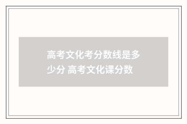 高考文化考分数线是多少分 高考文化课分数