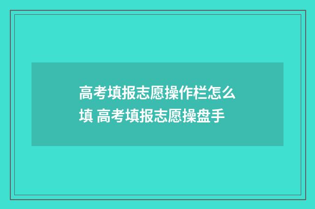 高考填报志愿操作栏怎么填 高考填报志愿操盘手