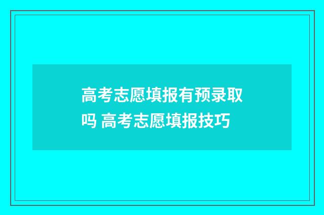高考志愿填报有预录取吗 高考志愿填报技巧