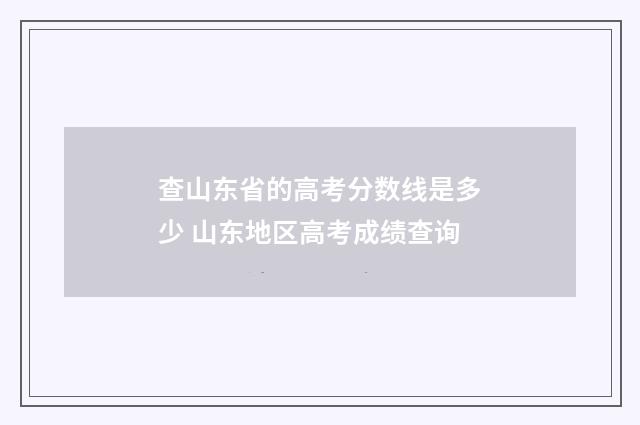 查山东省的高考分数线是多少 山东地区高考成绩查询