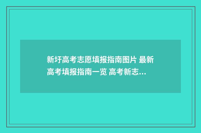 新圩高考志愿填报指南图片 最新高考填报指南一览 高考新志愿填报方法