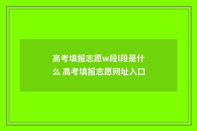 高考填报志愿w段l段是什么 高考填报志愿网址入口