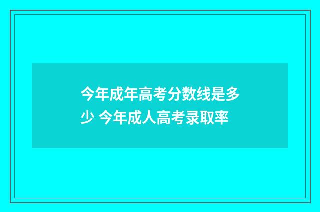 今年成年高考分数线是多少 今年成人高考录取率