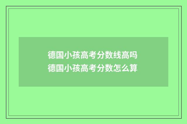 德国小孩高考分数线高吗 德国小孩高考分数怎么算