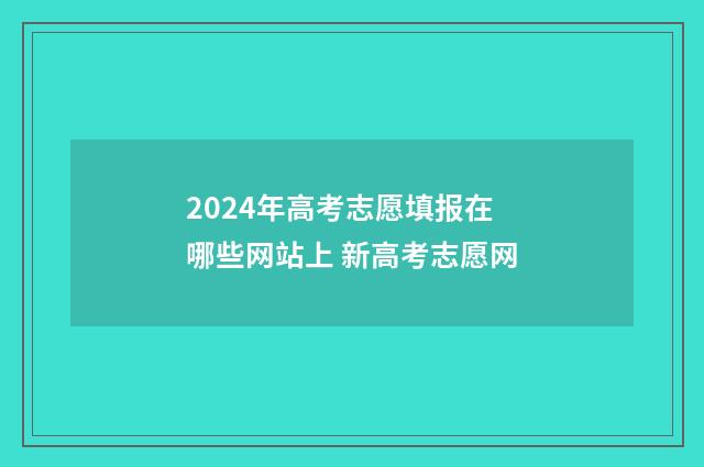2024年高考志愿填报在哪些网站上 新高考志愿网