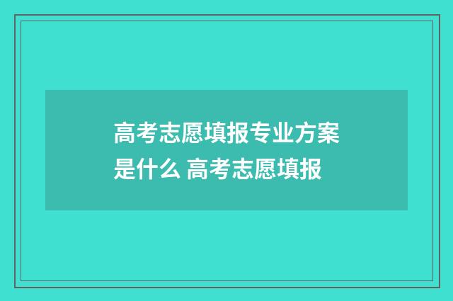 高考志愿填报专业方案是什么 高考志愿填报