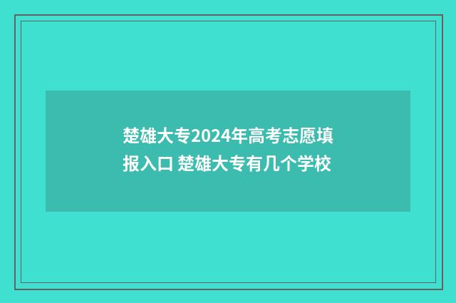 楚雄大专2024年高考志愿填报入口 楚雄大专有几个学校