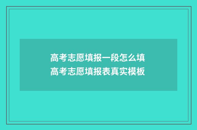 高考志愿填报一段怎么填 高考志愿填报表真实模板