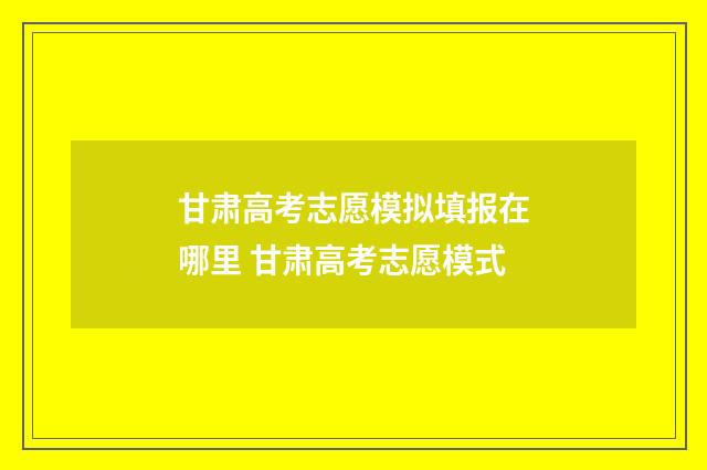 甘肃高考志愿模拟填报在哪里 甘肃高考志愿模式