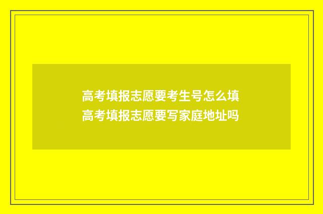 高考填报志愿要考生号怎么填 高考填报志愿要写家庭地址吗