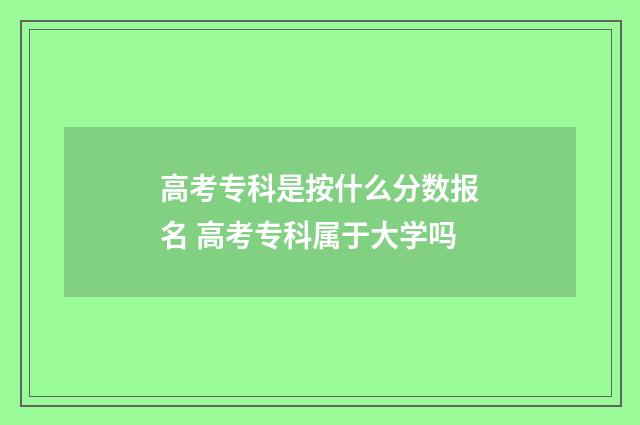 高考专科是按什么分数报名 高考专科属于大学吗
