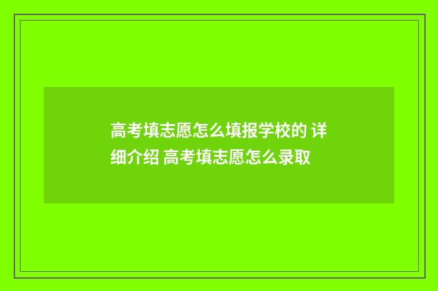 高考填志愿怎么填报学校的 详细介绍 高考填志愿怎么录取