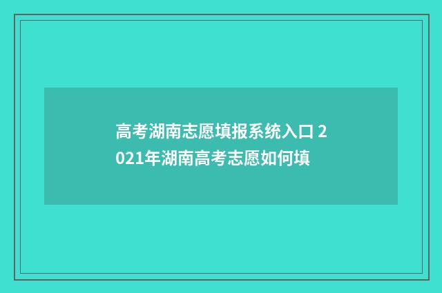 高考湖南志愿填报系统入口 2021年湖南高考志愿如何填
