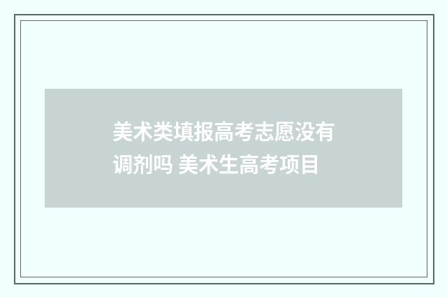美术类填报高考志愿没有调剂吗 美术生高考项目