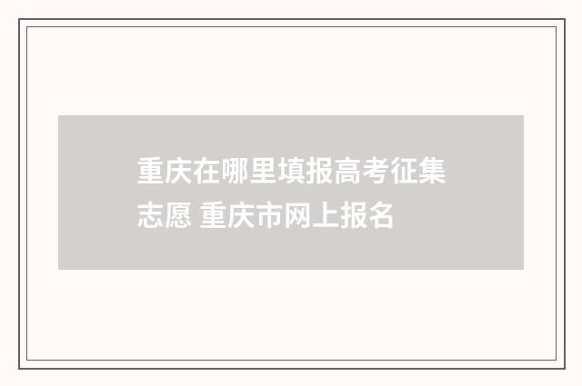 重庆在哪里填报高考征集志愿 重庆市网上报名