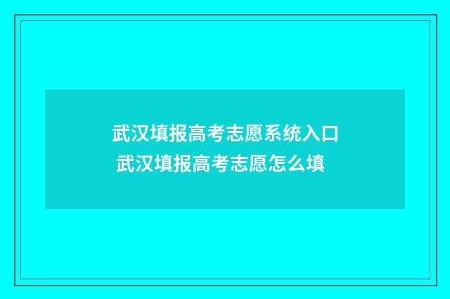 武汉填报高考志愿系统入口 武汉填报高考志愿怎么填