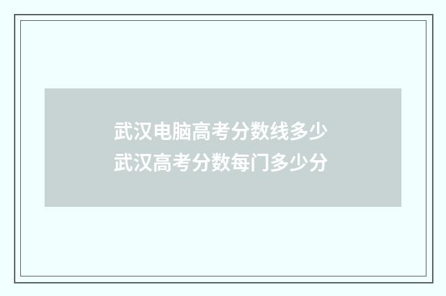 武汉电脑高考分数线多少 武汉高考分数每门多少分