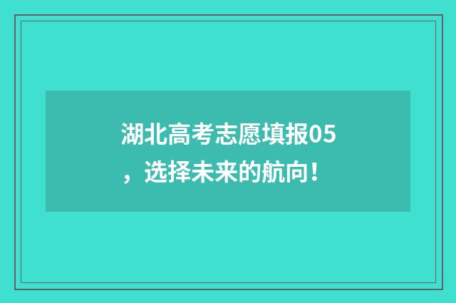 湖北高考志愿填报05，选择未来的航向！